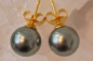 Schwarze Perle/ Tahiti Perle mit Goldöse