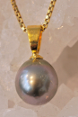 Schwarze Perle/ Tahiti Perle mit Goldöse